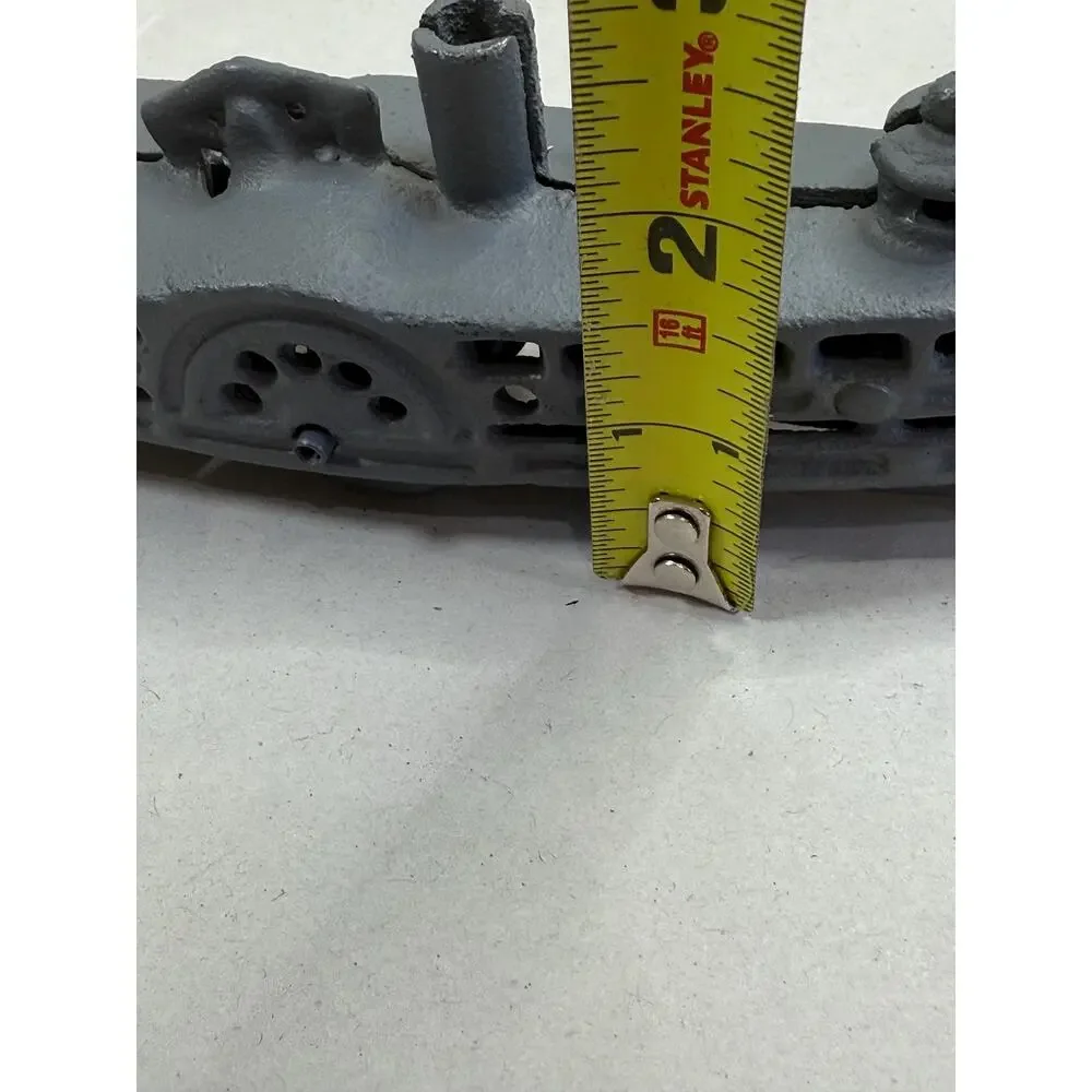 Vintage Cast Iron Riverboat Toy, Gray Steamboat, Paddle Wheel Pull Toy, 7.5 Inch